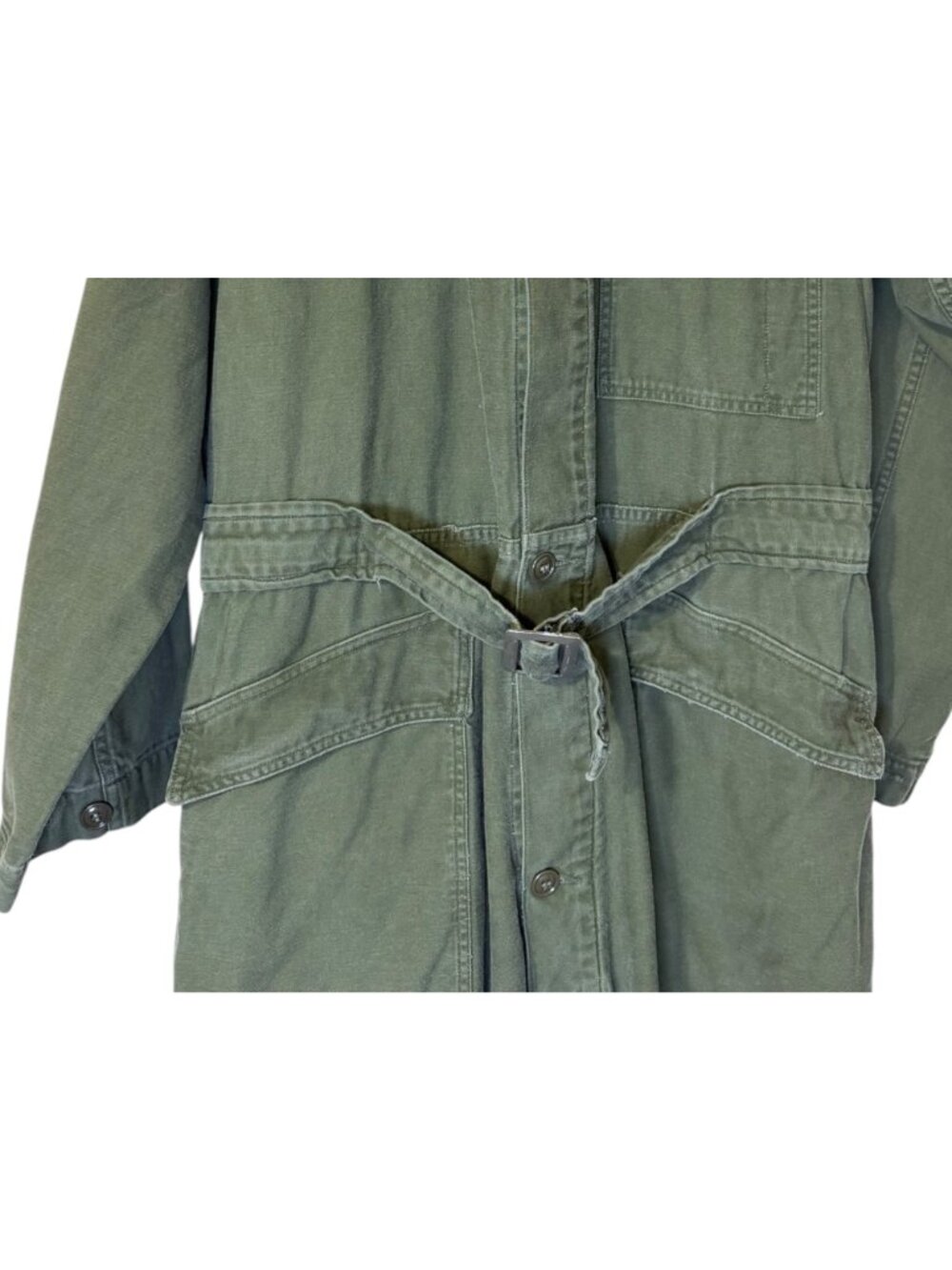Vintage 1966 US Military OG-107 Belted Coveralls Vietnam Era Sateen Men's Large - Picture 12 of 12